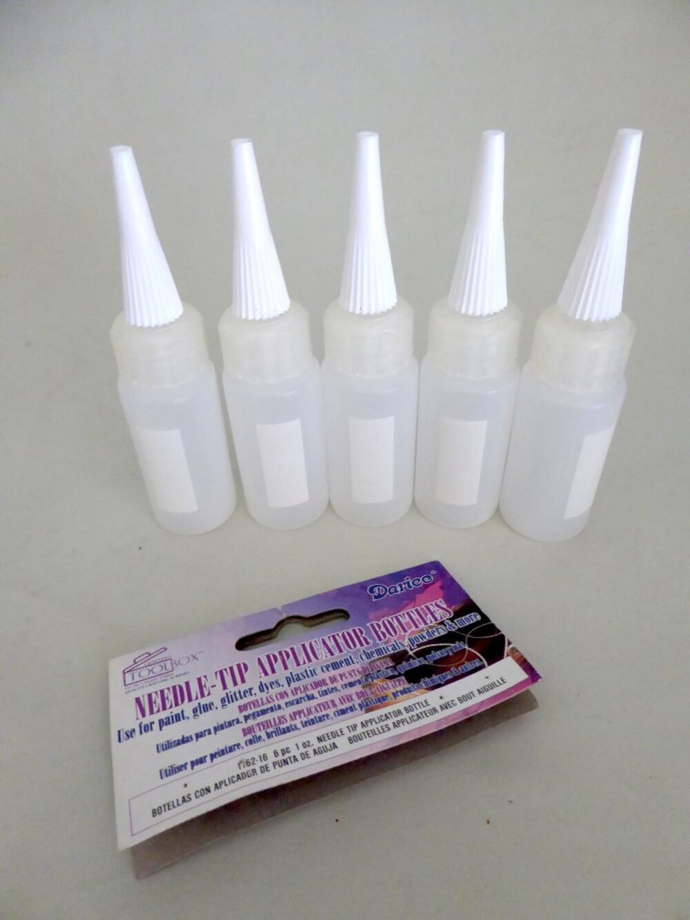 NEW 1 oz. NEEDLE TIP APPLICATOR BOTTLES DARICO CRAFT PAINT (LOT OF 5)